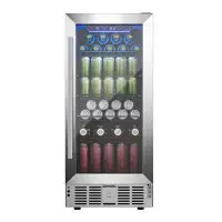 Simzlife Simzlife 115 Cans 2.9 Cubic Feet Beverage Refrigerator with Wine Storage and with Glass Door