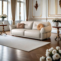 ABPEXI 74.78" Khaki Genuine Leather Standard Sofa cushion couch