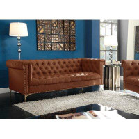 Darby Home Co Stanford 84" Faux Leather Rolled Arm Chesterfield Sofa