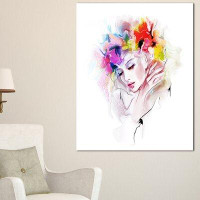 Design Art 'Girl with Flowers Wreath' Painting