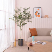Primrue Artificial Olive Tree, 6FT Tall Faux Silk Plant Artificial Tree in Potted