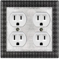 WorldAcc Metal Light Switch Plate Outlet Cover (Geometric Shape Gray Frame - Double Duplex)