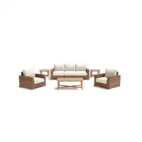 Winston Nico 8 Piece Chat (2 Lounge Chair, All-Natural Coffee Table, Armless Centre, Left & Right Arm End)