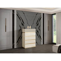 Ceballos Delfano Modern Style 5-Drawer Chest Made With Wood In Beige