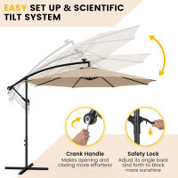 Arlmont & Co. Arlmont & Co. 10ft Solar Offset Umbrella Tilted Cantilever Hanging Umbrella With 112 Led Lights Lighted Pa