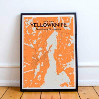 Wrought Studio 'Yellowknife City Map' Graphic Art Print Poster in Orange