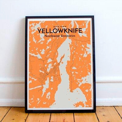 Wrought Studio 'Yellowknife City Map' Graphic Art Print Poster in Orange in Arts & Collectibles