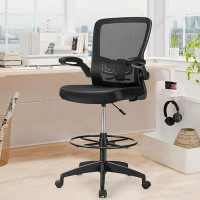 Hokku Designs Hokku Designs Ergonomic Drafting Chairs, Adjustable Swivel High Back Office Chair Stool W/Flip-Up Armrest,