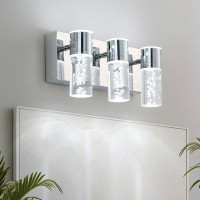 EVAJOY 3-Light Crystal Bubble Glass Bathroom Light Fixtures, Modern Wall Lights Vanity Bar With Bubble Crystal Glass, 40