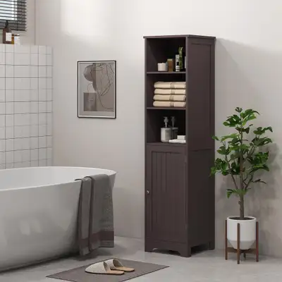 Bathroom Floor Cabinet 15.7" x 15" x 63" Brown