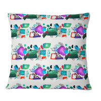 East Urban Home Green And Purple Paint Strokes - Patterned Printed Throw Pillow