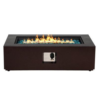 Latitude Run® Atiye 13" H x 42" W Iron Propane Outdoor Fire Pit Table with Lid in BBQs & Outdoor Cooking
