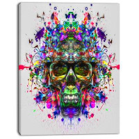Made in Canada - Design Art 'Skull with Glasses and Paint Splashes' Graphic Art on Wrapped Canvas