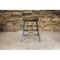The Strong Oaks Woodshop Industrial Chic Reclaimed Wood Saddle Bar & Counter Stool