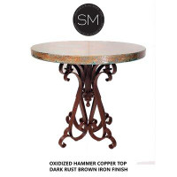 Mexports by Susana Molina Round Bistro & Pub Table with Hammered Copper