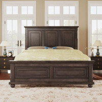 LQ Furniture Traditional Town And Country Style Pinewood Vintage King Bed, Rich Brown
