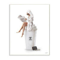 Stupell Industries «Chic Fashion Coffee and Purse Femme Robe Pose» par Daphne Polselli - impression
