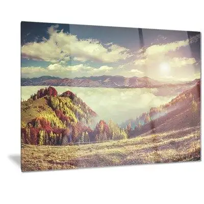 Made in Canada - Design Art 'Autumn Panorama of Mountains' - Unframed Photograph Print on Metal