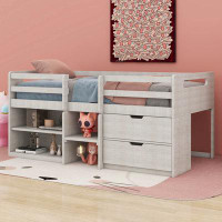Harriet Bee Halimatou Twin size Loft Bed with Two Shelves