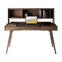 Recon Furniture 55.12" Brown Rectangular Solid Wood Desk,1-bookshelf,3-drawer