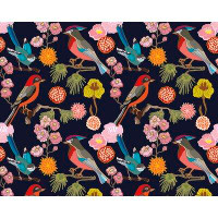 East Urban Home Floral Birds 9.8' L x 94" W 6-Panel Wall Mural