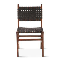 Winston Porter Jaquaisha Leather Side Chair in Royal Brown