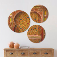 East Urban Home Designart 'Moroccan Entrance Door In Fez' Vintage Wood Wall Art Set Of 3 Circles