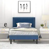 Wade Logan Auxter Bed Frame with Height Adjustable Upholstered Headboard
