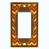 WorldAcc Metal Light Switch Plate Outlet Cover (Red Brown Chevron Wall Paper Frame - Single Toggle)