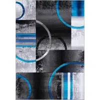Orren Ellis Grundie Geometric Grey/Blue Area Rug