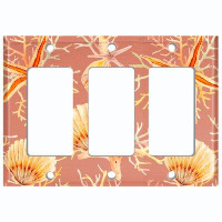 WorldAcc Metal Light Switch Plate Outlet Cover (Coral Reef Clam Star Fish Dark Orange  - Triple Rocker)