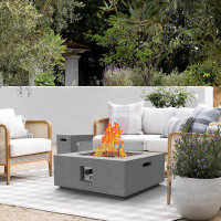 Latitude Run® Nobleboro 13" H x 35" W Concrete Propane Outdoor Fire Pit Table with Lid