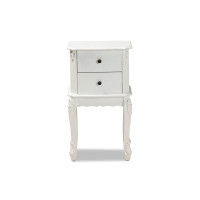 Lefancy.net Lefancy  Sophia Classic and Traditional French White Finished Wood 2-Drawer End Table