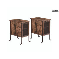 SR-HOME Vintage Nightstand Set Of 2 End/Side Table With Storage Drawer, Stable Frame