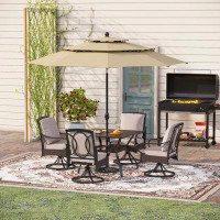 Lark Manor Alyah Square 4 - Person 37'' Long Dining Set With Cushions And Umbrella
