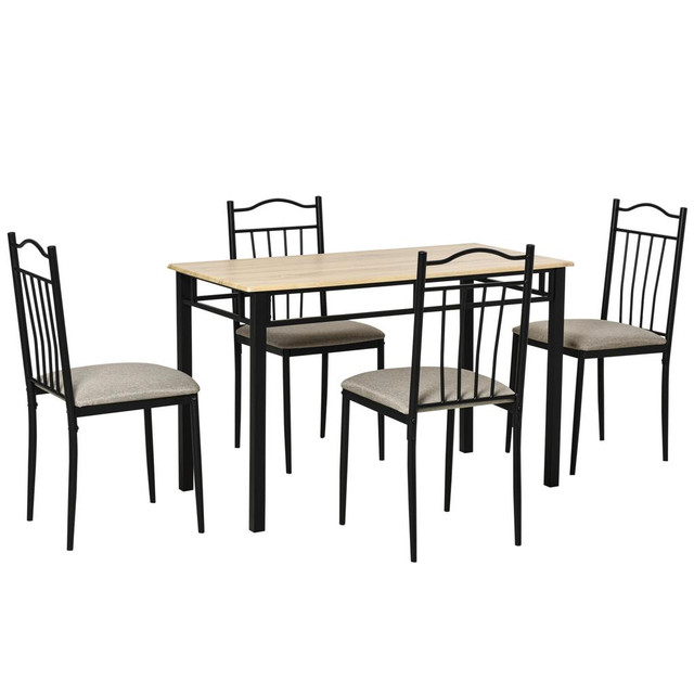 Dining table and chair set(1 table, 4 chairs) 47.25"  x 23.5"  x 30" Natural wood color in Kitchen & Dining Wares - Image 2