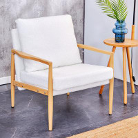 Ebern Designs Sofa Chair.Teddy Velvet Accent Arm Chair Mid Century Upholstered Armchair With Imitation Solid Wood Colour