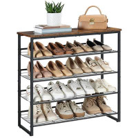 17 Stories Industrial 5-Tier Adjustable Shoe Rack - Sturdy Shoe Organizer With Large Capacity