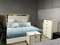 Spring Sale!!  Sophisticated &amp; Lavish White &amp; Gold Finish Bedroom Set