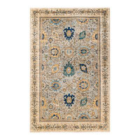 Isabelline Jhoan Serapi, One-of-a-Kind Hand-Knotted Rectangle Rug - Beige/Blue/Gray, 5' 7" X 8' 7"