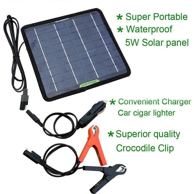 NEW 5W 12V PORTABLE SOLAR PANEL BATTERY CHARGER W SUCTION CUP 5WSL in Other Parts & Accessories in Manitoba