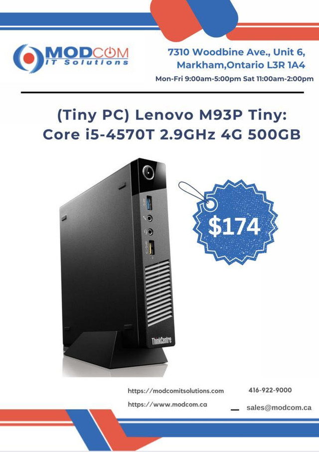 Lenovo ThinkCentre M93P Tiny Desktop Computer: Core i5-4570T 2.9GHz 4G 500GB PC OFF Lease For Sale!! in Desktop Computers