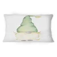 The Holiday Aisle® Cute Christmas Gnome In Green Hat - Traditional Printed Throw Pillow 1