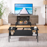 George Oliver Hiroe Lift Top Coffee Table with Storage Shelf and Hidden Compartment