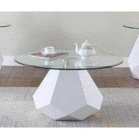 Wrought Studio 34" Glass Coffee Table With Pedestal Base