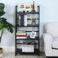 Hokku Designs Folding Bookshelf, Storage Shelves 4 Tiers