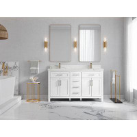 Willow Collections 60 In. W X 22 In. D Cambridge Double Sink Bathroom Vanity In White With 2 In Carrara Marble
