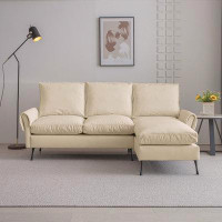 Greenery Modern Technical leather L-Shaped Sofa Couch with Reversible Chaise Lounge