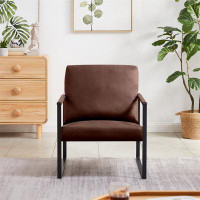 GMGOODS 26" W Antimicrobial Leather Seat Reception Chair with Metal Frame