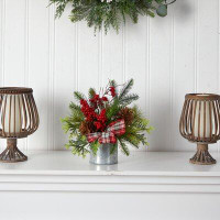 The Holiday Aisle® 12'' Artificial Pine Plant in Decorative Vase